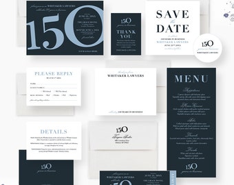 150 Years in Business Celebration, Elegant 150th Company Anniversary Party Invitations, Business Sesquicentenary Invites