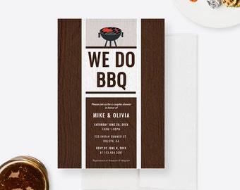 Men's Birthday BBQ Printed Party Invitation, Summer Outdoor Barbecue Invitation, Cookout Party Invitation Backyard BBQ