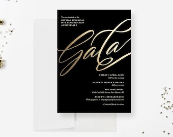 Gala Invitation Template, Formal Digital Download, Corporate Event Company Office Party Printable, Black and Gold Work Party