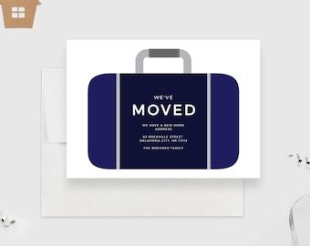 Moving Announcement Card Template New Address Card with Suitcase Printable Digital Download, Change of Address Cards We've Moved Cards