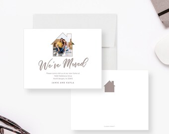Moving House Photo Announcement Printed Cards, New Address Announcement We Are Moving, New Home New House Buying a House