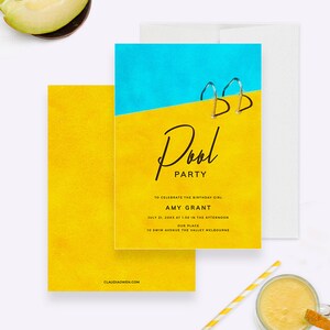Pool Birthday Party Invitation, Summer Swimming Pool Celebration, Adult Pool Party Kid&#39;s Pool Party Girl Boy Pool Party