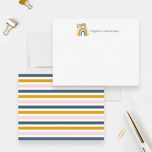 Sloth Note Card Rainbow Stationery Set Kid&#39;s Personalized Stationary, Birthday Thank You Note Sloth Gift Unique Children Stationery