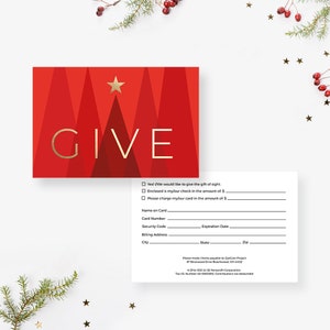 Plantilla de tarjeta de respuesta a donaciones navideñas, descarga digital, tarjeta de donante para recaudación de fondos, tarjeta de donación sin fines de lucro para Navidad, recaudación de dinero