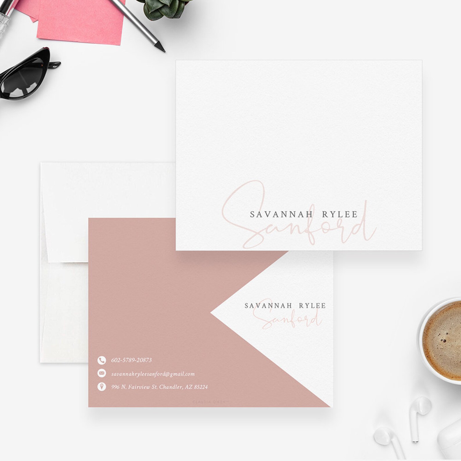 Courtesy Note Card Personalized Professional Note Card With Envelopes, Office Stationary ...