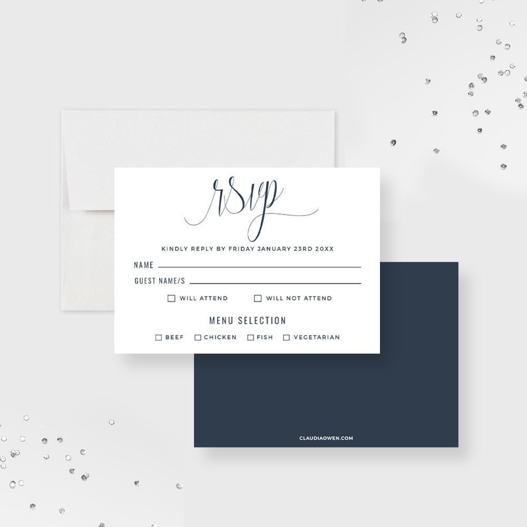 RSVP Card With Meal Choice Template, Printable RSVP With Menu Selection RSVP Card With Meal Choice Template, Printable RSVP With Menu Selection