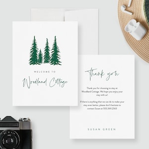 Carte de bienvenue et de remerciement Airbnb, carte de voeux pour location de chalet, mots de remerciement pour une location de vacances, mots de remerciement pour hôte de cottage
