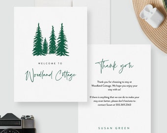 Airbnb Welcome and Thank You Card, Cabin Rental Greeting Card, Vacation Rental Property Thank You Notes, Cottage Host Thank You Notes