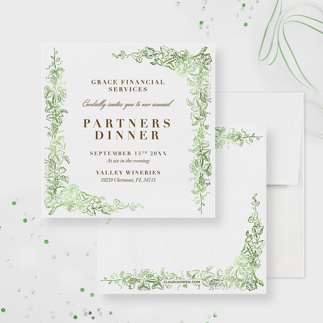 Partners Dinner Party Invitation Corporate Business Invites - Etsy