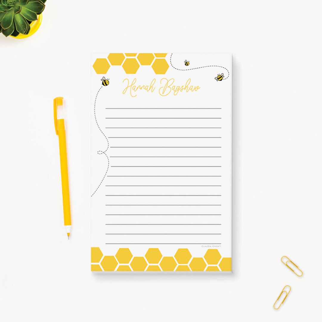 Personalized Bee Notepad for Children, Honey Bee Stationary Notepad Set ...