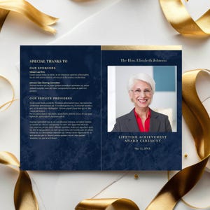 Lifetime Achievement Award Ceremony Program, Business Program Editable Template, Retirement Order of Events, Employee Awards Ceremony Card