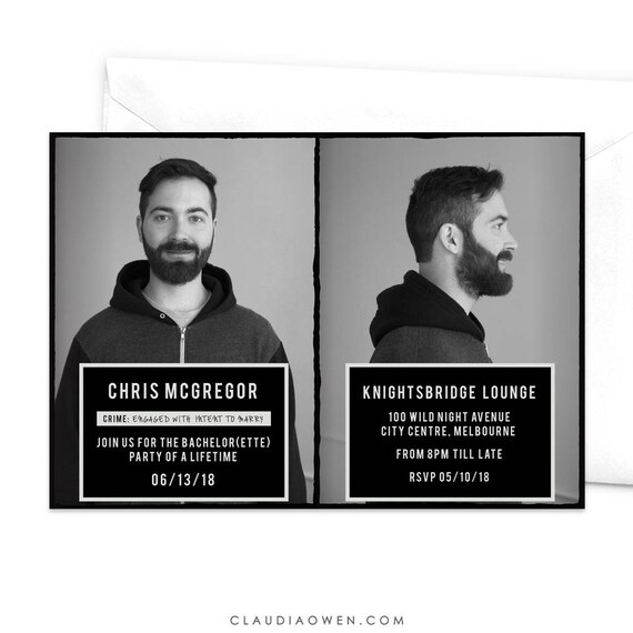 Mugshot Board With Photos Party Invitation / Bachelor and | Etsy