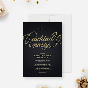 Cocktail Party Invitation Editable Template, Elegant Adult Birthday Printable Digital Download, Mens Birthday Drinks