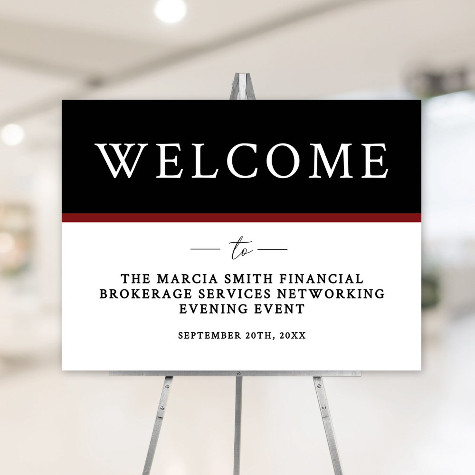 Printable Welcome Sign, Burgundy Business Sign Editable Template ...