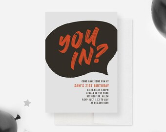 Mens Birthday Printable Party Invitation Template, 21st 30th 40th 50th Male Birthday Digital Download, Personalized Guy Birthday Invite