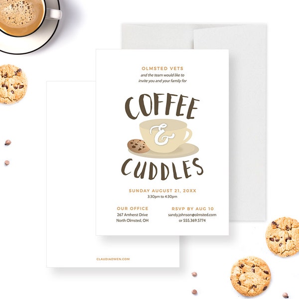 Coffee and Cuddles Party Invitation Editable Template, Coffee and Cookie Printable Digital Download, Breakfast Invite Coffee Cup