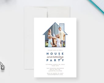Housewarming Printed Party Invitations, New Home Announcement Cards, We've Moved New House Invite, Moving Invitation Open House New Address