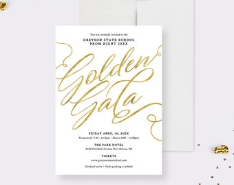 Golden Gala Invitation Template, Elegant Gala Night Invite Digital Download, Prom Invitation in White and Gold, Modern Business Event Invite