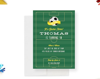 It's Game Time Soccer Birthday Card, Sports Birthday Party Invites, Soccer Themed Invitation for 8th 9th 10th 11th 12th Birthday Party