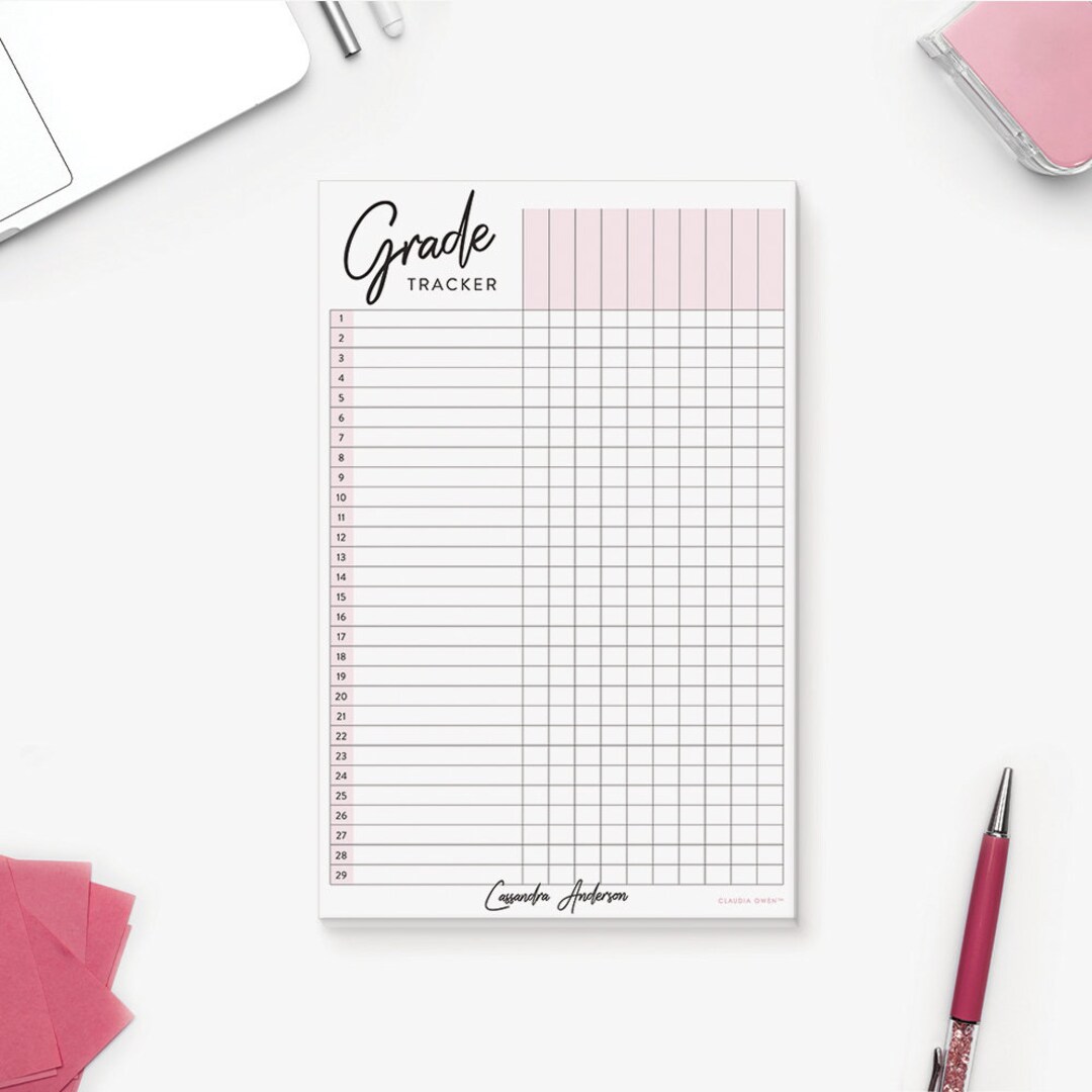 Student Grade Tracker Notepad, Grade Sheet for Teacher and Students