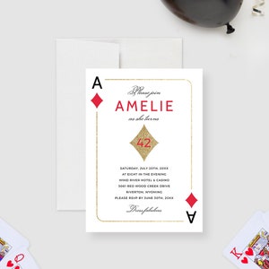 Modèle modifiable d'Invitation de soirée Casino Las Vegas, téléchargement numérique d'anniversaire de nuit de poker, invitations à l'enterrement de vie de jeune fille de Vegas