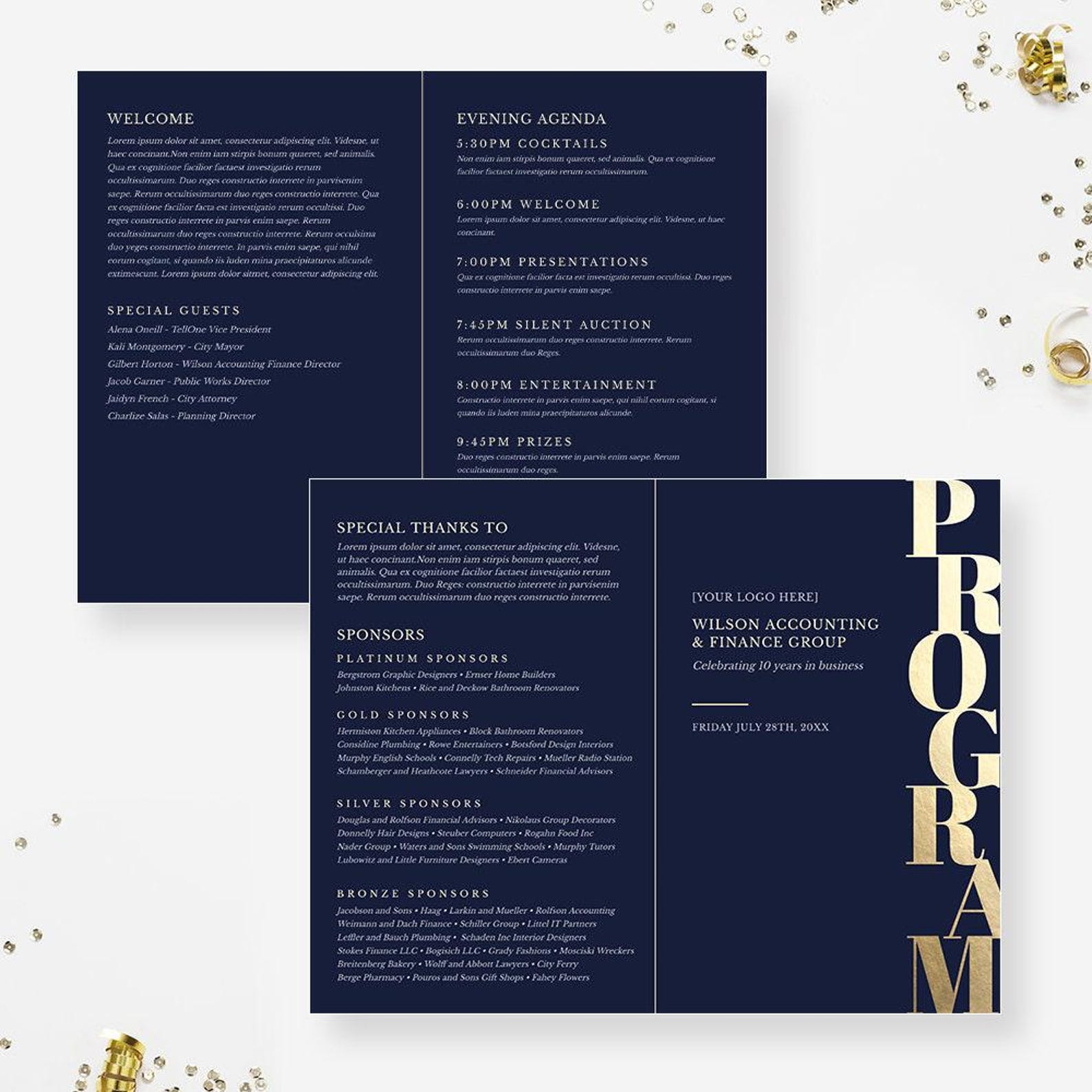 Sample Invitation With Program Gala Printable Invitation Digital Download Business Fundraiser ...