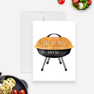 Cookout Birthday Party Invitation Editable Template, Backyard Barbecue Printable Digital Download, 4th of July Summer Cookout Party Invite