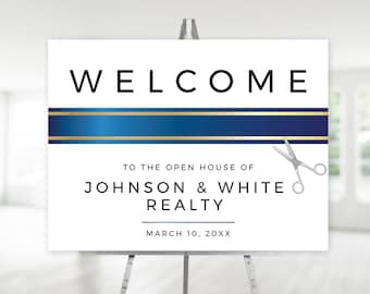 Open House Welcome Sign Digital Download, 24 X 18 Inches Printable Sign, Ribbon Cutting Ceremony Editable Template, Grand Opening Sign