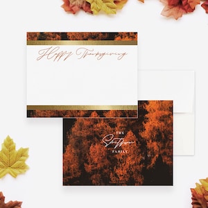 Carte de joyeux Thanksgiving pour clients d'affaires, amis de la famille, cartes de voeux d'automne personnalisées, carte de voeux de Thanksgiving, arbres d'automne d'automne