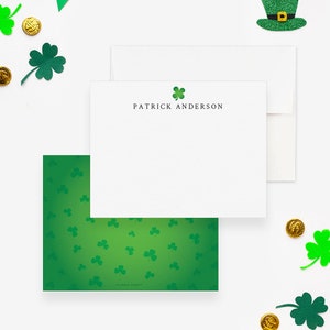 Carte de correspondance Shamrock personnalisée, jeu de cartes trèfle trèfle, carte stationnaire cadeau Saint-Patrick, Saint-Pattys, trèfle irlandais