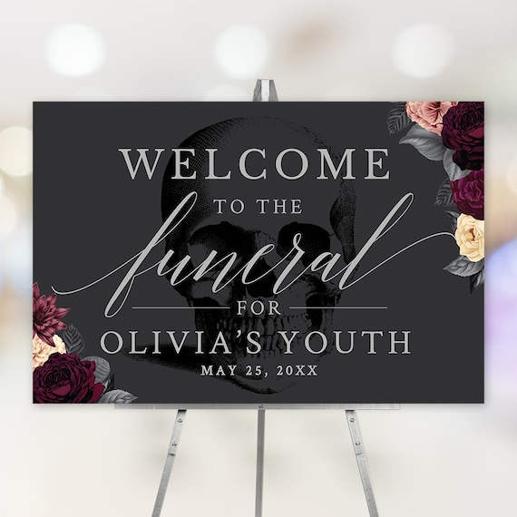 Funeral for My Youth Party Sign Editable Template Etsy