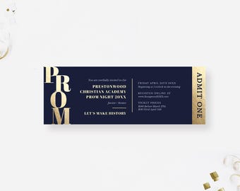 Modèle de billet pour le bal de promo, billet d'entrée pour le bal des finissants junior senior, invitation pour les billets de bal de promo imprimable, billet pour l'événement téléchargement immédiat