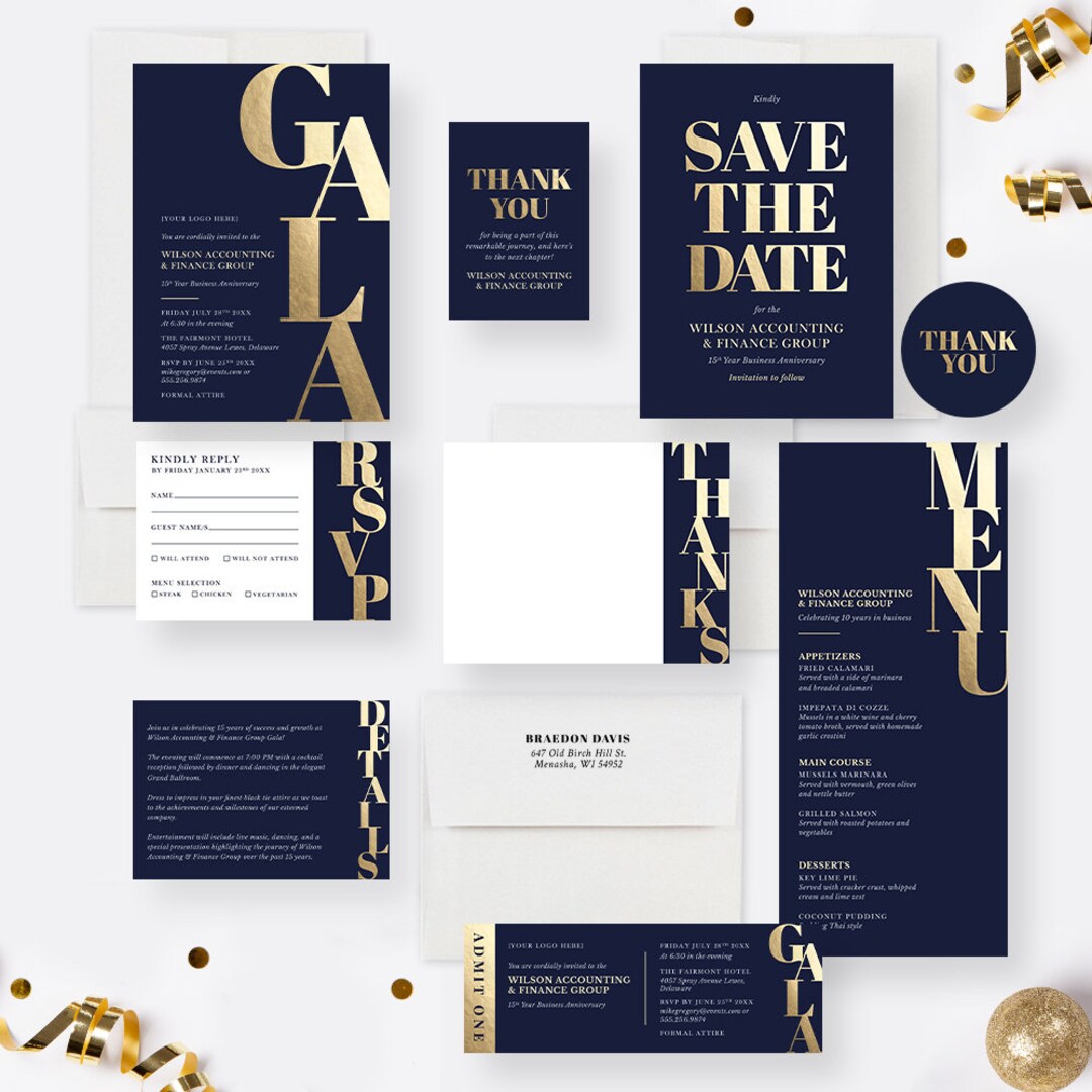 Gala Party Invitation, Corporate Work Invites, Custom Business ...