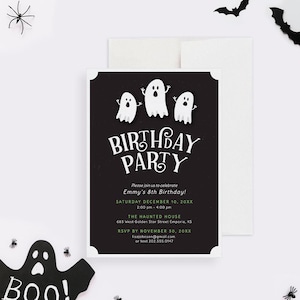 Ghost Birthday Party Invitation Template, October Birthday Printable Digital Download, Spooky Birthday Party For Kids