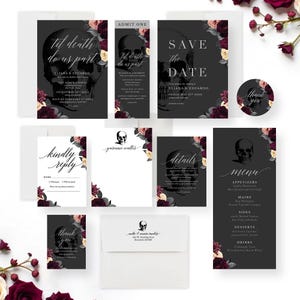 Til Death Do Us Part Wedding Printed Invitations, Goth Wedding Bridal Shower Digital Download, Halloween Gothic Bachelorette Party