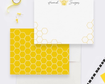 Bee Kids Stationery Personalized Bumble Bee Note Cards Thank You Card, Bee Birthday Gifts Bee Keeper Gift For Women Custom Notecard