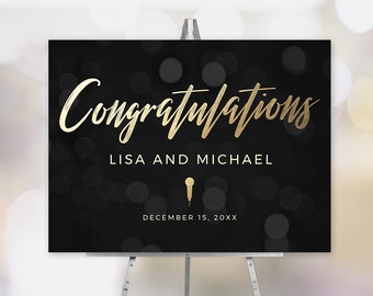 Congratulations Sign Printable Template File 24 x 18 Inches Digital Download, Congrats Grad Door Sign, Personalized Karaoke Themed Sign