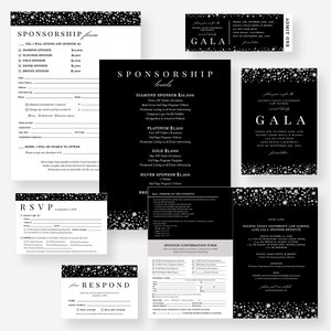Diamond Gala Party Invitation Template, Business Sponsorship Form Digital Download, RSVP Card, Event Program Template, Ticket Invite Set