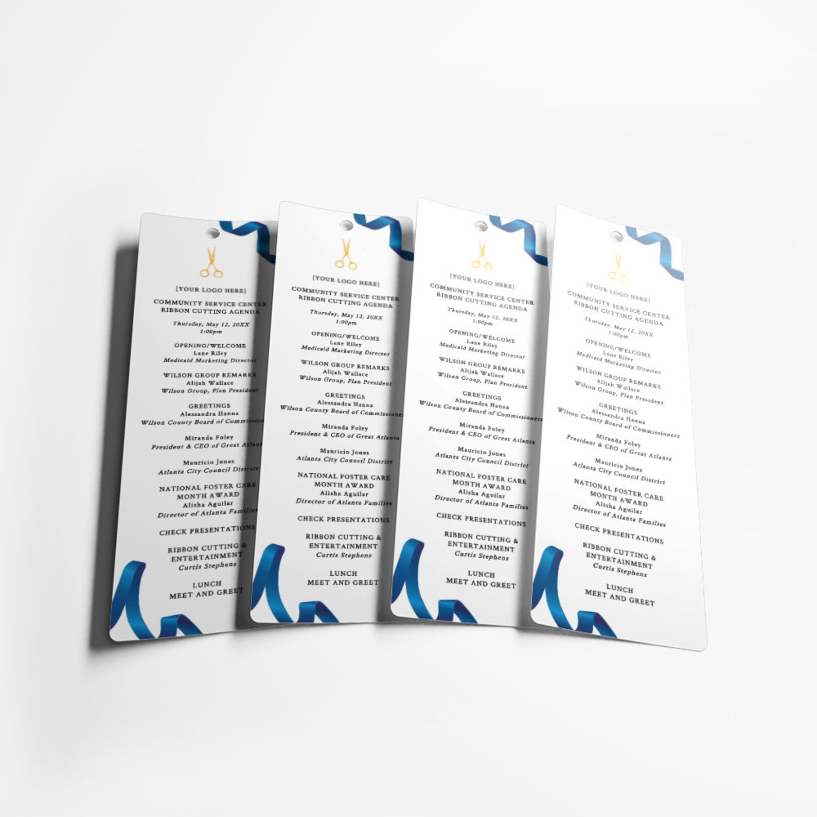 Ribbon Cutting Bookmark Template, Small Order of Events, Personalized ...
