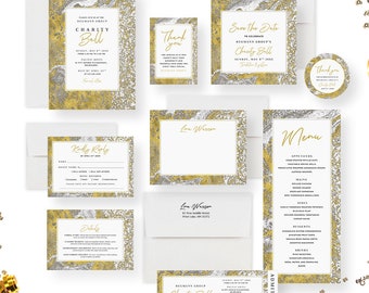 Silver and Gold Invitation for Business Charity Ball, Golden Hour Gala, Elegant Invites for Nonprofit Evening Event, Corporate Company Party