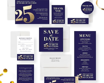 25th Business Anniversary Party Invitation, 25th Wedding Anniversary Invites, 25 Years of Marriage