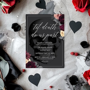 Til Death Do Us Party Wedding Invitation Template, Goth Wedding Bridal Shower Digital Download, Halloween Gothic Bachelorette Party