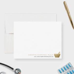 Ensemble de papeterie de pharmacien Cartes de correspondance personnalisées Papier à lettres personnalisé pour pharmacie Cadeau pour l'obtention du diplôme Reconnaissance d'un travail ou remerciement