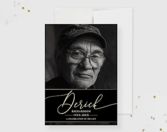 Celebration of Life with Funeral Program, Memorial Service Template with Photo, Printable Funeral Announcement, Obituary Template Card