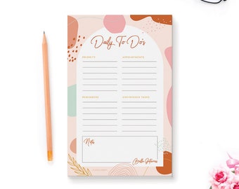Daily To Do List Notepad for Women Girls, Personalized Chic Notepad, Custom Desk Planner Pad Writing Stationary Paper, Student Teacher Gifts