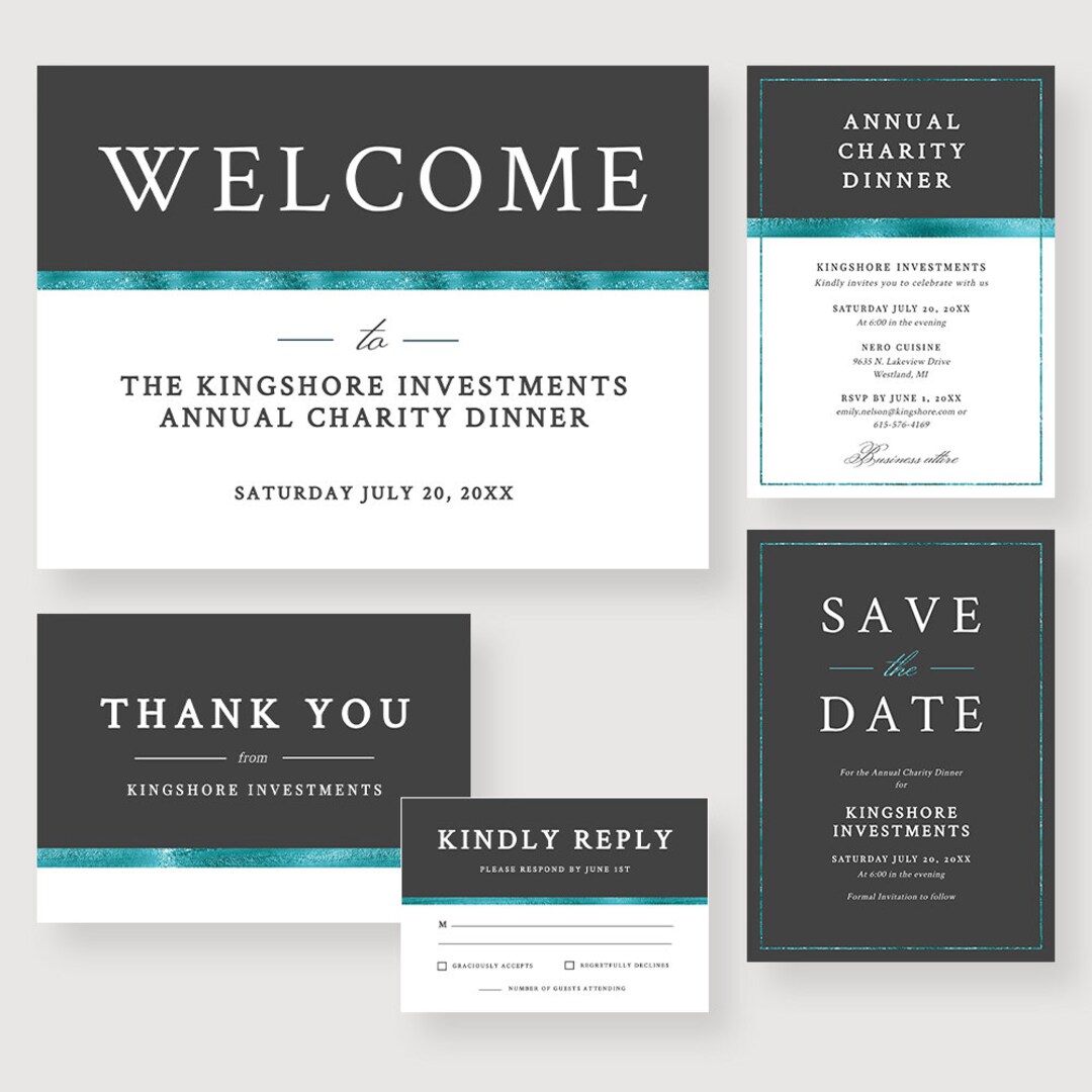 Business Party Editable Template, Corporate Event Matching Set, RSVP ...
