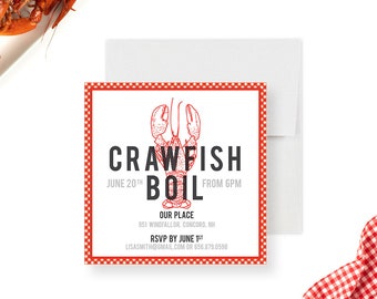 Crawfish Boil Dinner Party Invitation, Seafood Feast Party Crayfish Invitation, Lobster Party Custom Invitation Crawfish Birthday Party