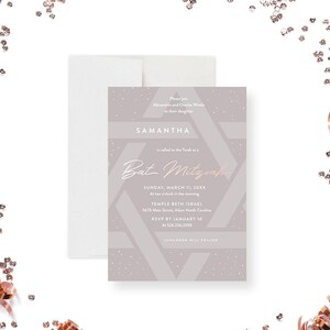 Bat Mitzvah Invitation Elegant Jewish Celebration Card Personalized Save the Date RSVP Menu Ticket Favor Tag Sticker Thank You Set