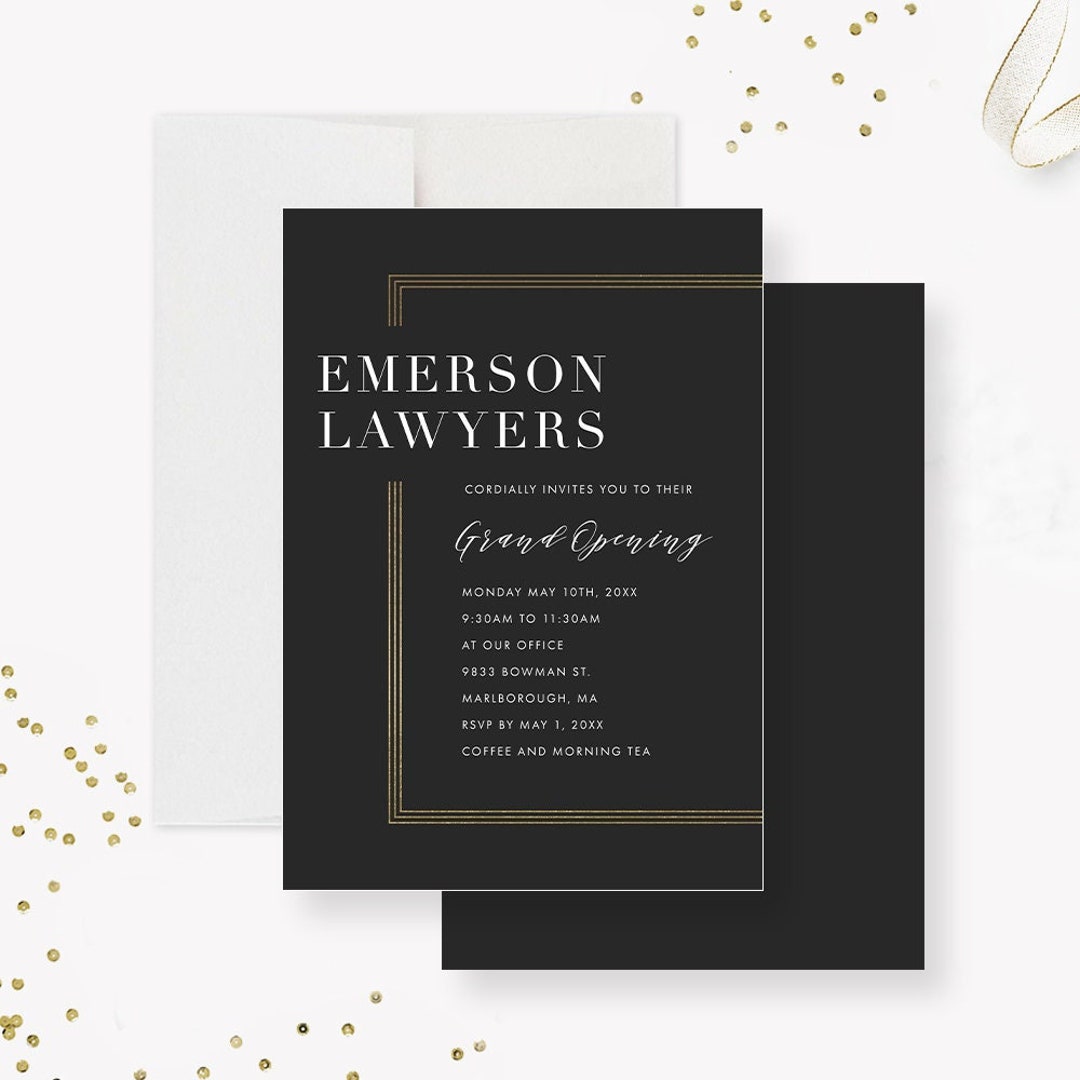 Law Firm Grand Opening Invitations, Open House Invites, Formal Corporate Work Event, Company