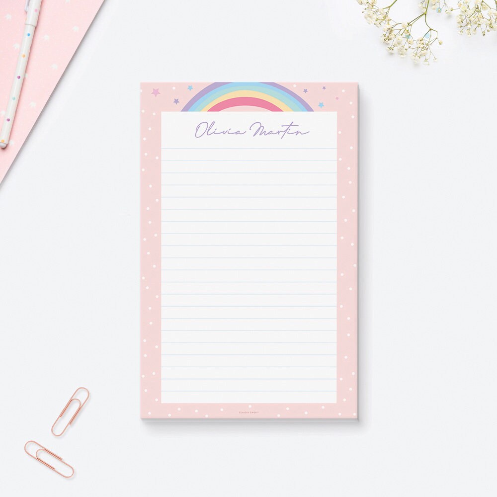 Personalized Rainbow Notepad, Children Writing Notepad for Girls ...